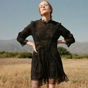 Doen black Paix Ruffle dress XS